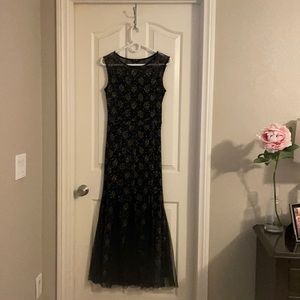 Navy blue gown …gold roses and lots of sparkles